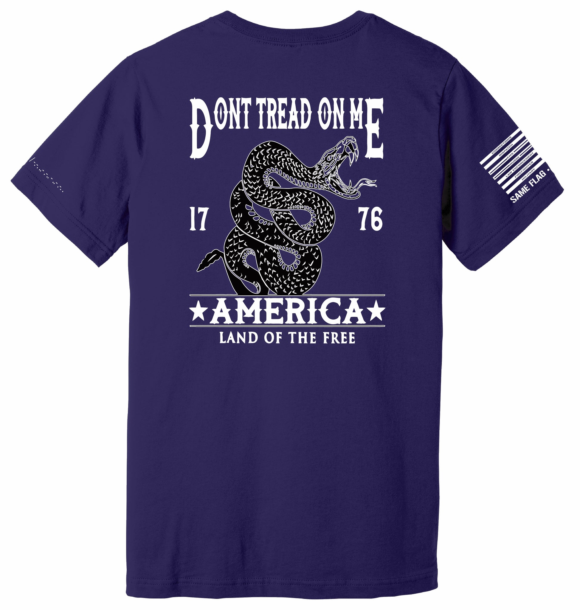 Don’t Tread On Me t-shirt back print with battle cry
