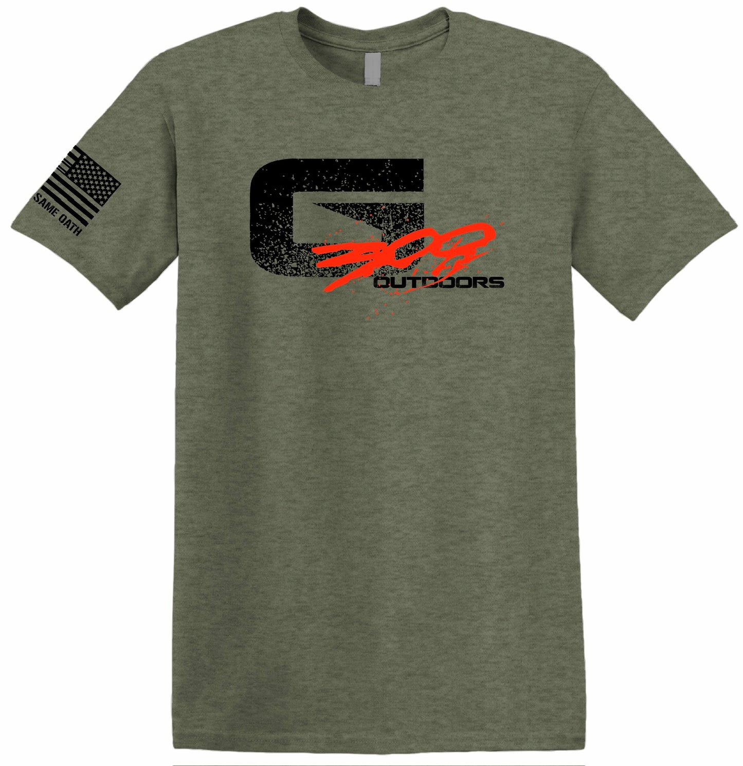 Military green shirt with G300 custom design on front