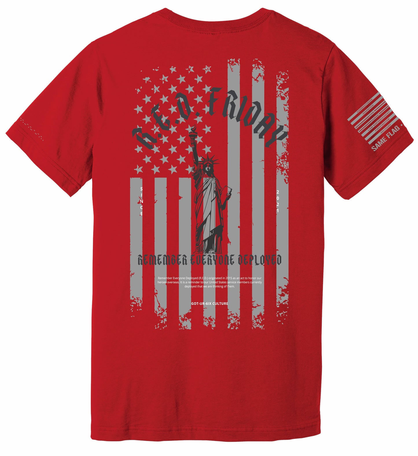 R.E.D. Friday t-shirt back print with flag 